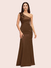 Elegant One Shoulder Mermaid Long Soft Satin Bridesmaid Dresses Online