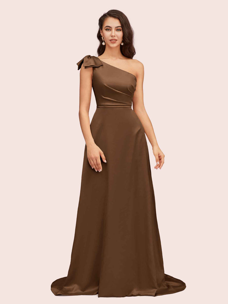 Elegant One Shoulder Long Soft Satin Bridesmaid Dresses Online Elegant One Shoulder Long Soft Satin Bridesmaid Dresses Online