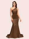 Elegant One Shoulder Mermaid Soft Satin Bridesmaid Dresses Online