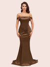Sexy Off Shoulder Mermaid Long Soft Satin Bridesmaid Dresses 2023