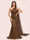 Unique Mermaid One Shoulder Long Soft Satin Formal Prom Dresses Online