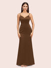 Sexy Mermaid Spaghetti Straps Long Soft Satin Bridesmaid Dresses Online