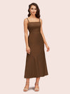 Elegant Ankle Length Spaghetti Straps Short Soft Satin Bridesmaid Dresses