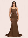 Sexy Backless Mermaid Spaghetti Straps Long Soft Satin Bridesmaid Dresses Online