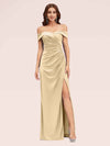 Sexy Off Shoulder Side Slit Stretchy Jersey Long Mermaid Bridesmaid Dresses Online
