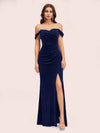 Sexy Velvet Off Shoulder Side Slit Mermaid Long Bridesmaid Dresses Online