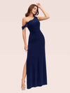 Sexy One Shoulder Side Slit Long Velvet Graduation Prom Dresses For Women