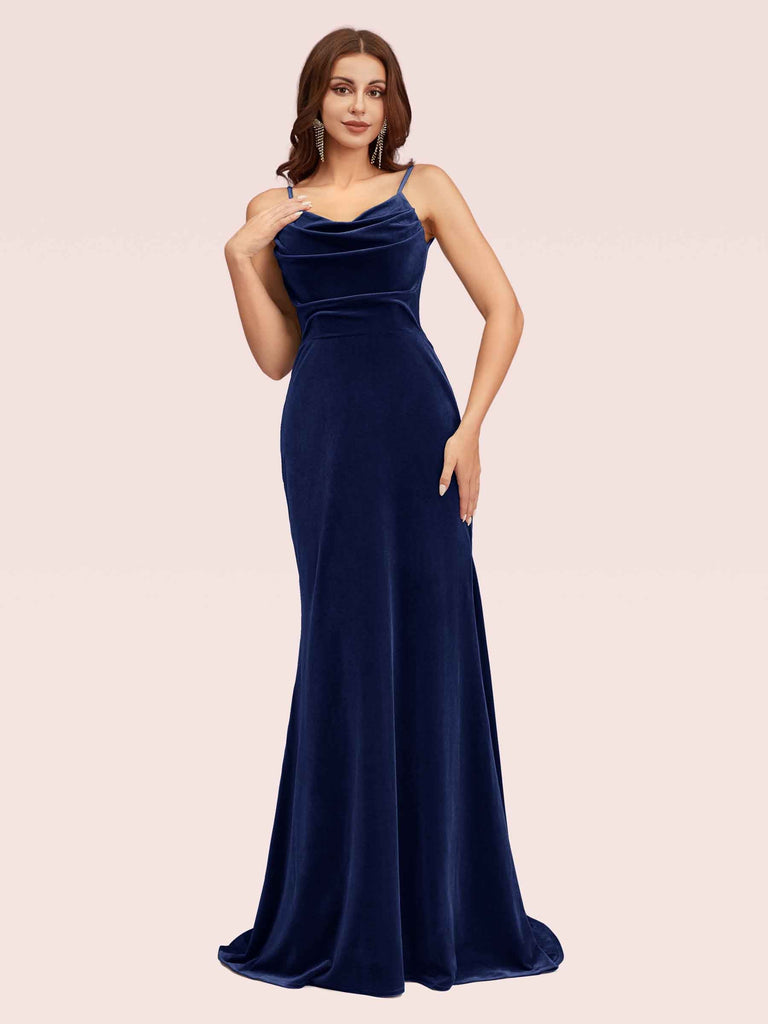 Modern Velvet Spaghetti Straps Long Mermaid Graduation Prom Dresses Online Modern Velvet Spaghetti Straps Long Mermaid Graduation Prom Dresses Online