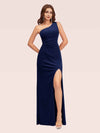 Sexy Velvet One Shoulder Long Mermaid Bridesmaid Dresses With Slit