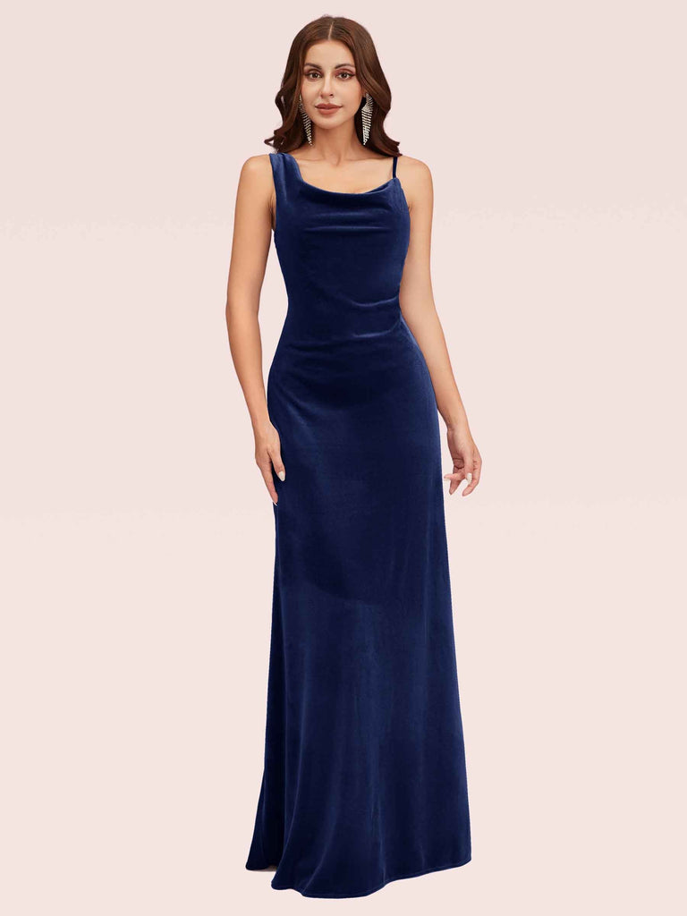 Sexy Cowl Neck Velvet Spaghetti Straps Long Evening Prom Dresses Online Sexy Cowl Neck Velvet Spaghetti Straps Long Evening Prom Dresses Online