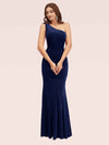 Sexy One Shoulder Long Mermaid Velvet Bridesmaid Dress Online
