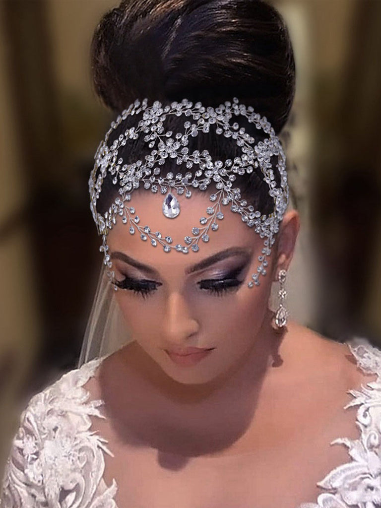 Sparkly Luxury Rhinestone Cross Headwear with Forehead Hair Accessories for Women, HP471