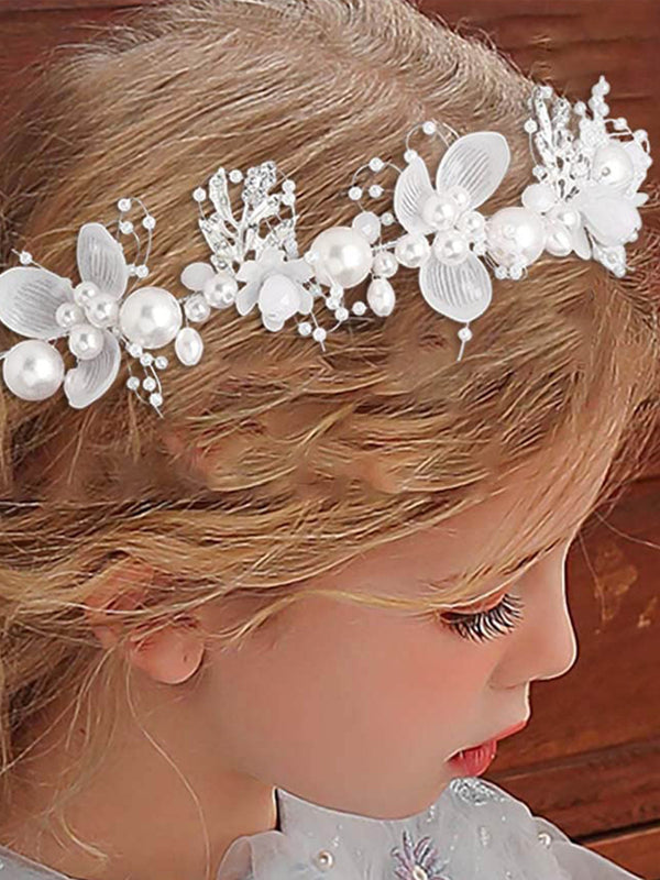 Princess Flower Pearl Crystal Headpiece | Wedding Hair Accessories for Girls and Women