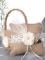 Vintage Scrims Linen Flower Bow Country Style Wedding Ring Pillow, JZH-5957