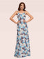 Unique Floral Chiffon Spaghetti Straps Long Bridesmaid Dresses Online