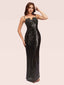 Unique Black Spaghetti Straps Sequin Long Mermaid Prom Dresses