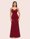 Sexy Mermaid Spaghetti Straps Long Soft Satin Bridesmaid Dresses Online