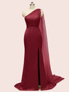 Elegant One Shoulder Unique Long Soft Satin Mermaid Bridesmaid Dresses Online
