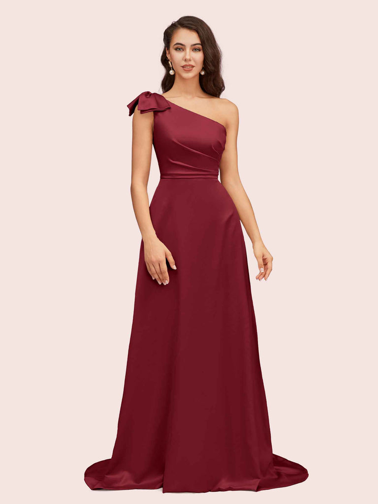 Elegant One Shoulder Long Soft Satin Bridesmaid Dresses Online Elegant One Shoulder Long Soft Satin Bridesmaid Dresses Online