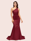 Elegant One Shoulder Mermaid Soft Satin Bridesmaid Dresses Online