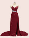 Elegant Mermaid Sweetheart Side Slit Long Soft Satin Formal Prom Dresses Online
