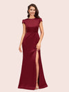 Sexy Open Back Mermaid Jewel Neck Long Soft Satin Bridesmaid Dresses Online