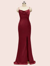 Sexy Criss Cross Spaghetti Straps Mermaid Long Satin Prom Dresses With Slit