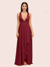 Elegant A-Line V-Neck Long Soft Satin Bridesmaid Dresses Online