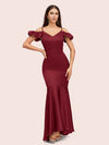 Sexy Mermaid Cold Shoulder Silky Satin High Low Prom Dresses Online