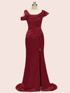 Sexy Side Slit Mermaid Long Soft Satin Bridesmaid Dresses Online