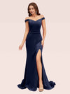 Sexy Off Shoulder Side Slit Stretchy Jersey Long Mermaid Evening Prom Dresses Online