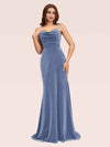 Modern Velvet Spaghetti Straps Long Mermaid Graduation Prom Dresses Online