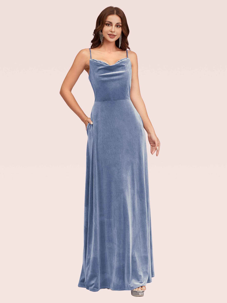 Sexy Spaghetti Straps Velvet Long Graduation Prom Dresses Online Sexy Spaghetti Straps Velvet Long Graduation Prom Dresses Online