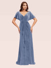 Elegant Velvet Bat Sleeves V-neck Mermaid Long Formal Prom Dresses Online