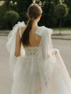 Elegant Long Shoulder Tulle Shawl For Woman with Bowknot, VG34