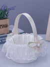 Wedding Flower Basket Flower Girl Bridesmaid Sprinkle Flower Basket White Bow Decoration, HL-5782