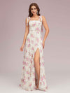 Cute Floral Chiffon Square Side Slit Long Bridesmaid Dresses Online