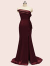 Elegant Strapless Side slit Mermaid One Shoulder Long Soft Satin Bridesmaid Dresses
