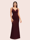 Sexy Spaghetti Straps V-Neck Open Back Soft Satin Mermaid Bridesmaid Dresses
