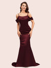 Sexy Mermaid Cold Shoulder Floor Length Long Soft Satin Bridesmaid Dresses Online