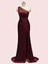 Sexy Side Slit Mermaid One Shoulder Long Soft Satin Bridesmaid Dresses Online