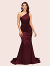 Sexy Backless One Shoulder Mermaid Soft Satin Party Prom Dresses Online