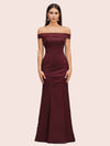 Sexy Off Shoulder Sleeveless Mermaid Long Soft Satin Bridesmaid Dresses