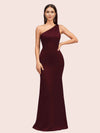 Sexy Mermaid One Shoulder Silky Satin Long Graduation Prom Dresses Online