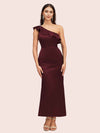 Elegant Mermaid One Shoulder Short Soft Satin Midi Party Prom Dresses Online