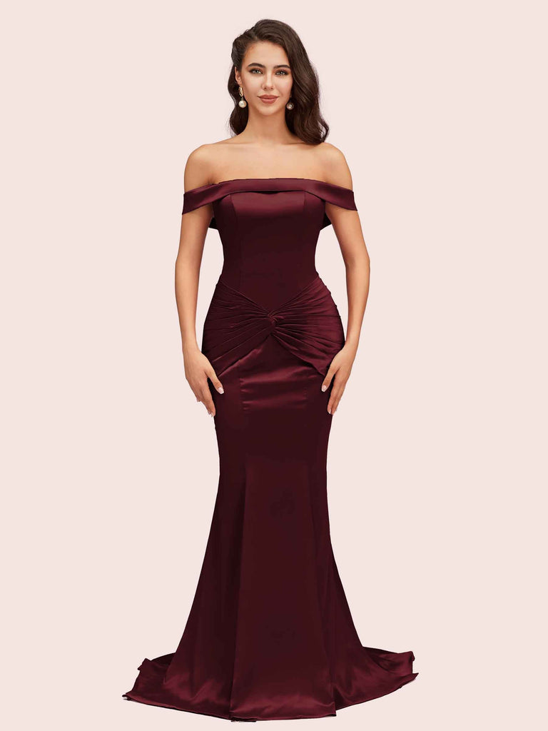 Sexy Off Shoulder Mermaid Long Silky Satin Formal Prom Dresses 2023 Sexy Off Shoulder Mermaid Long Silky Satin Formal Prom Dresses 2023