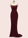 Elegant Spaghetti Straps Long Soft Satin Mermaid Evening Prom Dresses Online
