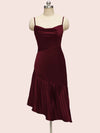 Elegant Spaghetti straps Asymmetrical Short Soft Satin Bridesmaid Dresses Online