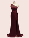 Sexy Side Slit Open Back One Shoulder Long Satin Party Prom Dresses Online
