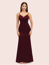 Sexy Mermaid Spaghetti Straps Long Soft Satin Bridesmaid Dresses Online